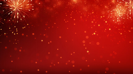 fireworks on red chinese lunar new year background - Powered by Adobe