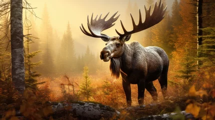 Rideaux occultants Orignal A majestic moose in the heart of a dense Canadian forest