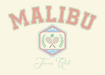 Retro college varsity font typography, Varsity Usa, Malibu slogan print for fashion tee and tshirt, sweatshirt, hoodie