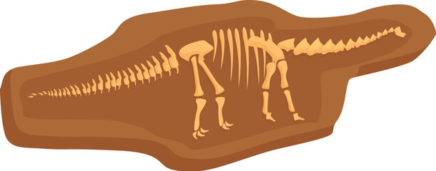 Old ground skeleton icon cartoon vector. Ground fossil. Dinosaur layer © nsit0108