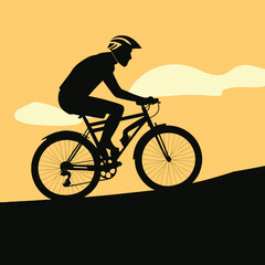 silhouette of a person riding a bicycle, a silhouette of a cyclist, a vector illustration, a rider, illustration,