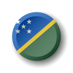 Solomon Islands flag - 3D circle button with dropped shadow. Vector icon.