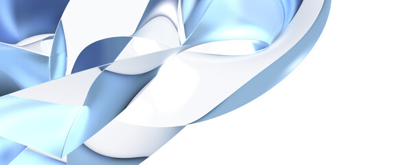 Flowing Reflections: Abstract 3D Blue Wave Illustration with Reflective Surfaces