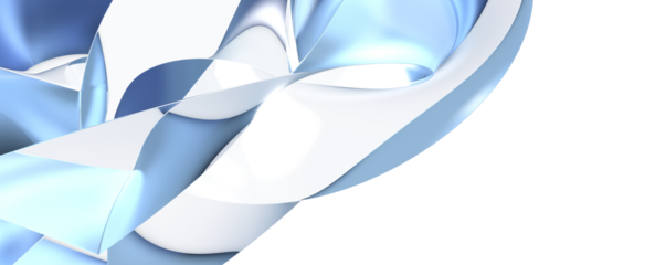 Flowing Reflections: Abstract 3D Blue Wave Illustration with Reflective Surfaces