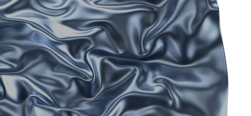 Obraz premium Flowing Reflections: Abstract 3D Blue Wave Illustration with Reflective Surfaces