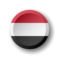 Obraz premium Yemen flag - 3D circle button with dropped shadow. Vector icon.