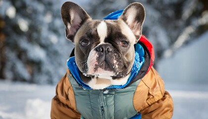 french bulldog wearing winter jacket
