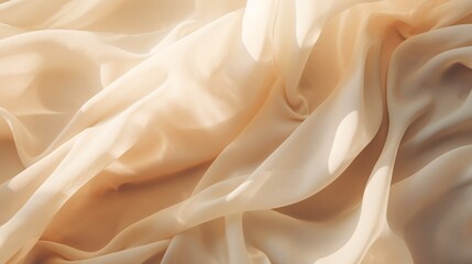 Fototapeta premium Linen cloth with creases and botanical sunlight shadows for a boho summer wedding.