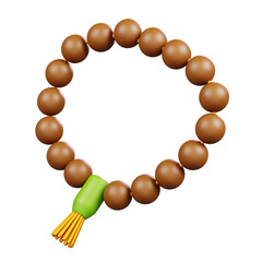 Prayer Beads Isolated. Ramadan Kareem Islamic Element Icon Concept. 3D illustration