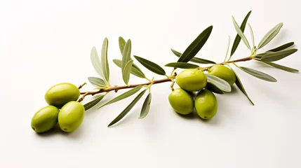Küchenrückwand glas motiv Green olives and olive branch. © ckybe