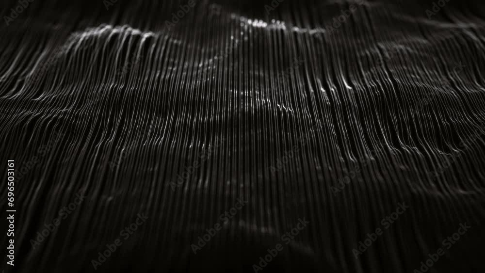 Poster minimal design waving mesh lines background/ 4k motion graphics of an abstract fractal organic mesh 