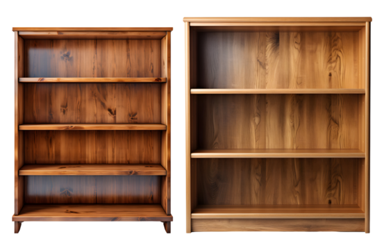 set of empty wooden shelves