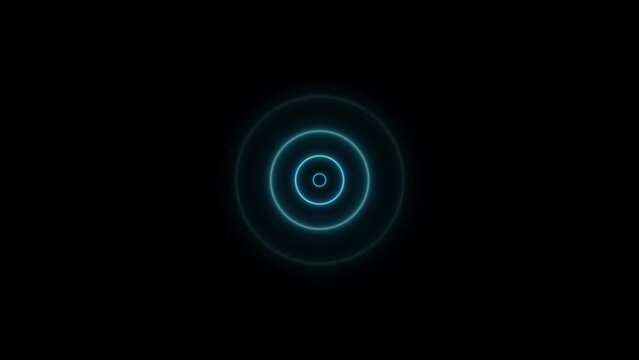  Abstract glowing neon radio wave animation on black background