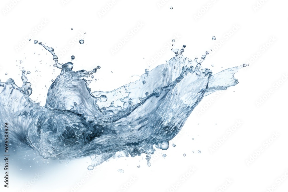 Poster A splash of water captured on a clean and pristine white surface. Versatile image that can be used in various projects