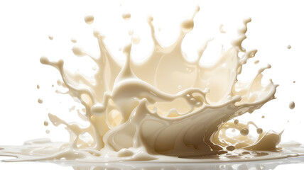 Splash of Milk or Cream Isolated on White Background, With Clipping Path. Full Depth of Field. Focus stacking. PNG. Generative AI