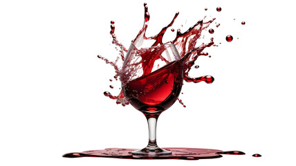 Red Wine Splash Isolated on Transparent or white Background,  With Clipping Path. Full Depth of Field. Focus stacking. PNG. Generative AI