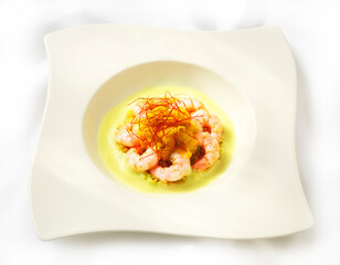 Scampis, fine dining, Gambas, Chilifäden, restaurant, Vorspeise, 