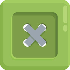 Obraz premium Green lime button icon cartoon vector. Textile fabric. Art plastic hole