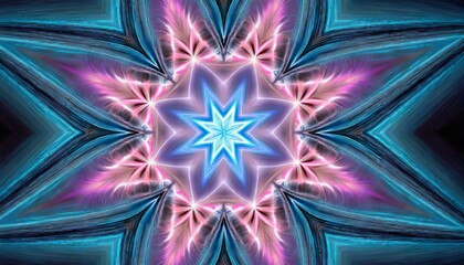 fuzzy star in blue and pink an abstract fractal image with a fuzzy star design in blue and pink