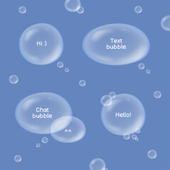 transparent chat text bubbles in 3d soap air style - obrazy, fototapety, plakaty