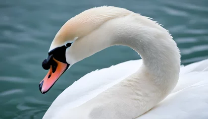 Rolgordijnen Close-up photo of white swan © Antonio Giordano