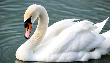 Rolgordijnen Close-up photo of white swan © Antonio Giordano