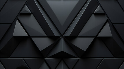 Futuristic, High Tech, dark background, with a triangular block structure. Wall texture with a 3D triangle tile pattern - obrazy, fototapety, plakaty