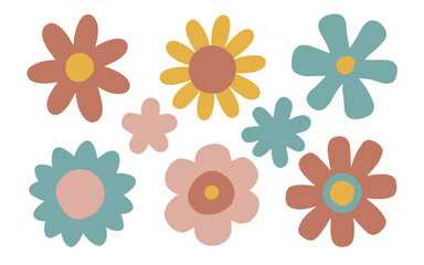 Abstract flowers vector clipart. Spring illustration.