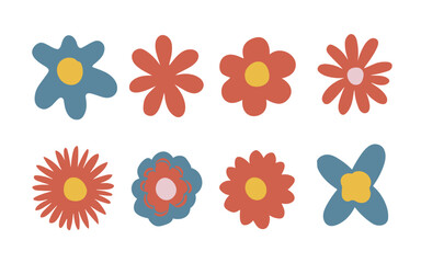 Abstract flowers vector clipart. Spring illustration.