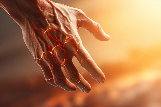 A close-up view of a person's hand holding a heart. This image can be used to convey love, affection, relationships, or Valentine's Day themes