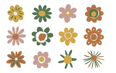 Abstract flowers vector clipart. Spring illustration.