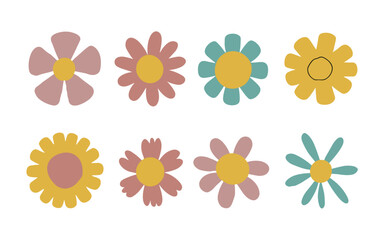 Abstract flowers vector clipart. Spring illustration.