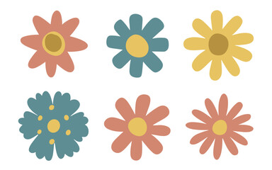 Abstract flowers vector clipart. Spring illustration.
