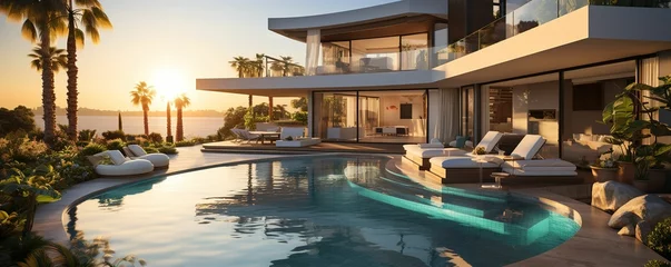 Fototapete Spa Beautiful house with pool