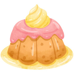 pudding cake watercolor