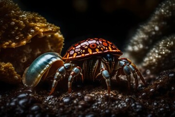 A hermit crab swapping shells with another crab - obrazy, fototapety, plakaty