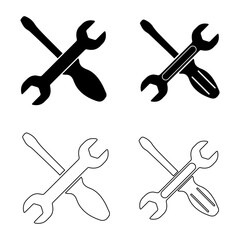 Setting icon, wrench and screwdriver