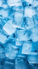 Background of blue ice cubes