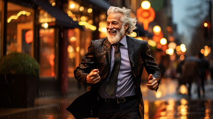 Naklejka premium Elderly male in trendy clothes