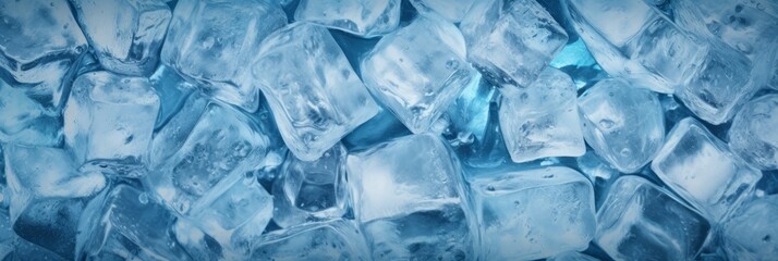 Background of blue ice cubes