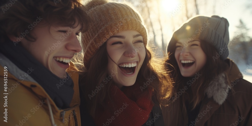 Poster a group of young people standing next to each other. suitable for various occasions and concepts