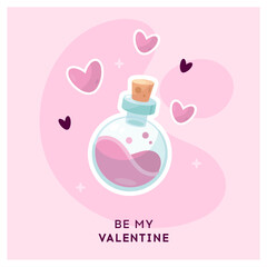 Valentines day greeting card with love potion