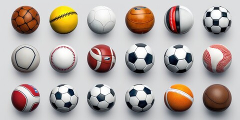 A collection of different types of sports balls showcasing the variety of sports and activities they can be used for