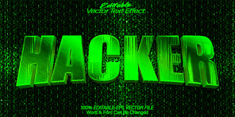 Hacker Vector Text Effect Editable Alphabet Data Green Virus Techno Hacking