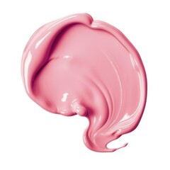 A close up of a pink paint on a white background.
