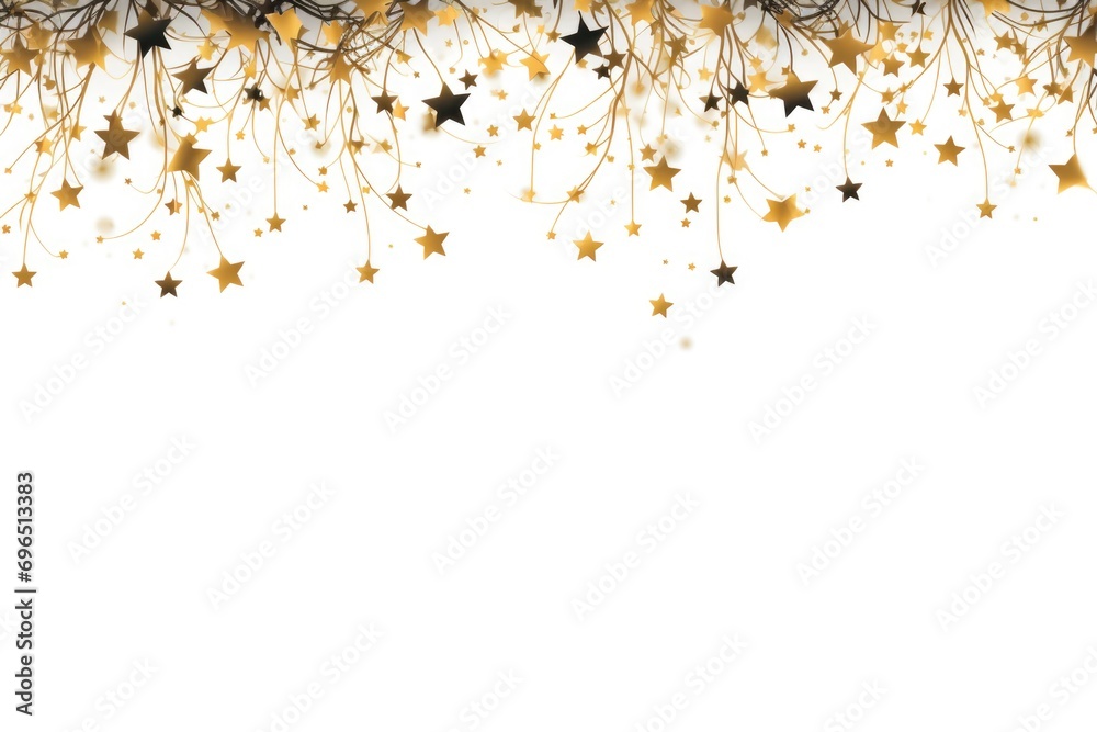 Poster White background with gold stars and branches. Suitable for various festive occasions and decorations