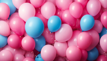Fototapeta na wymiar Stunning Wide-Angle View Featuring Pink and Blue Balloons