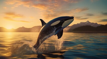 A striking image of a large whale leaping out of the water. Perfect for nature and wildlife enthusiasts