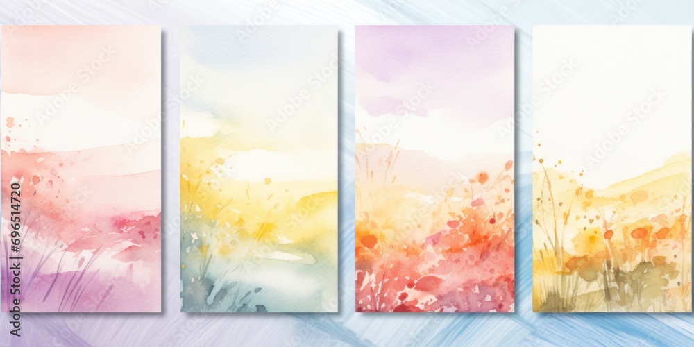 Poster four beautiful watercolor paintings of different flowers. perfect for adding a touch of nature and e