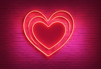 Vector realistic isolated neon sign of frame with hearts for template decoration and layout covering on the wall background. Concept of Happy Valentines Day.